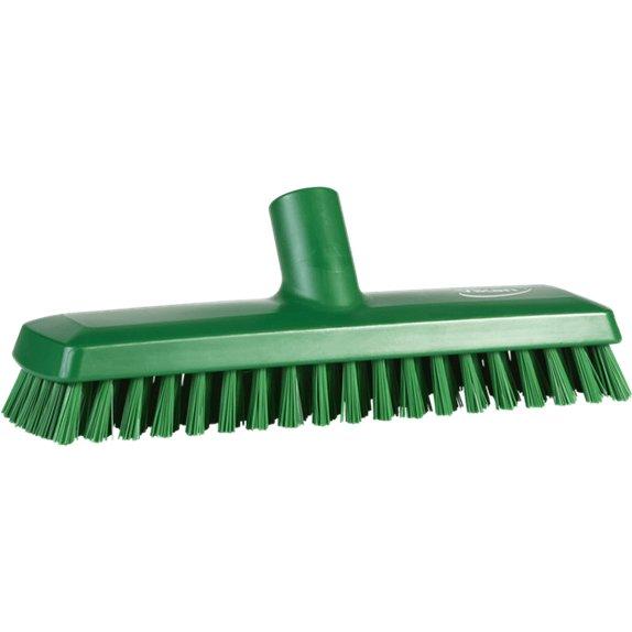 Gulvskrubbe med vandgennemløb, Vikan, flere farver, PP/polyester/rustfrit stål, 27 cm, meget stive børstehår'