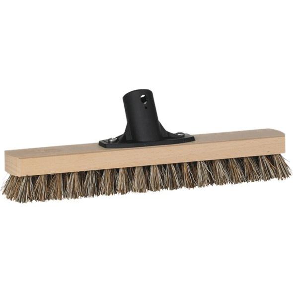Gulvskrubbe, Vikan, brun, PP/bassine/træ, 30 cm, stive børstehår - Sikkerhedsgiganten