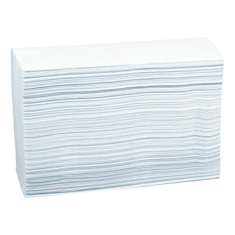 Håndklædeark, ABENA Care - Ness Excellent, 3 - lags, W - fold, 32x20,5cm, 8 cm, hvid, 100% nyfiber - Sikkerhedsgiganten