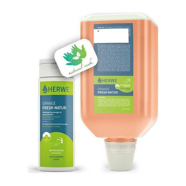 Herwe Orange Fresh Natur Håndrens 2000 ml - Sikkerhedsgiganten