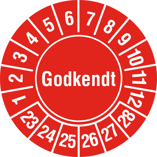 Kalibreringsmærke Godkendt ark à 10 stk. - Ø 30 mm - Sikkerhedsgiganten