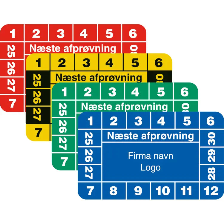 Kalibreringsmærke Godkendt med felt til eget logo ark à 10 stk. - 30 x 50 mm (2024 - 2029) - Sikkerhedsgiganten