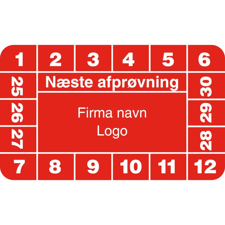 Kalibreringsmærke Godkendt med felt til eget logo ark à 10 stk. - 30 x 50 mm (2024 - 2029) - Sikkerhedsgiganten