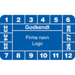 Kalibreringsmærke Godkendt med felt til eget logo ark à 10 stk. - 30 x 50 mm - Sikkerhedsgiganten