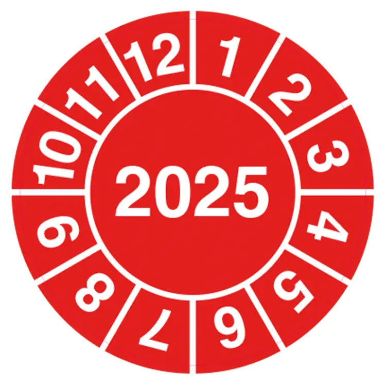 Kalibreringsmærke Kalibrering år 2025 - Ark á 10 stk - Sikkerhedsgiganten