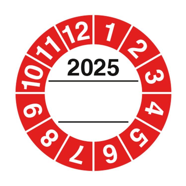 Kalibreringsmærke Kalibrering år 2025 valgfri - Ark á 10 stk. - Sikkerhedsgiganten
