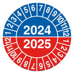 Kalibreringsmærker 2024 - 2025 - Ø 30mm, Selvklæbende vinyl, 10 stk. - Sikkerhedsgiganten