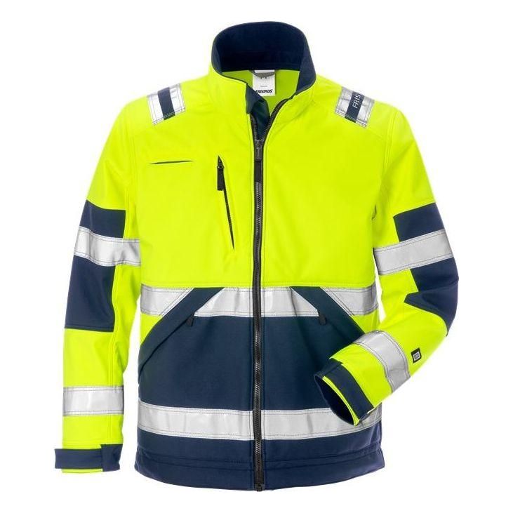 Kansas HI - VIS softshelljakke gul/marineblå klasse 2 4083 - Sikkerhedsgiganten