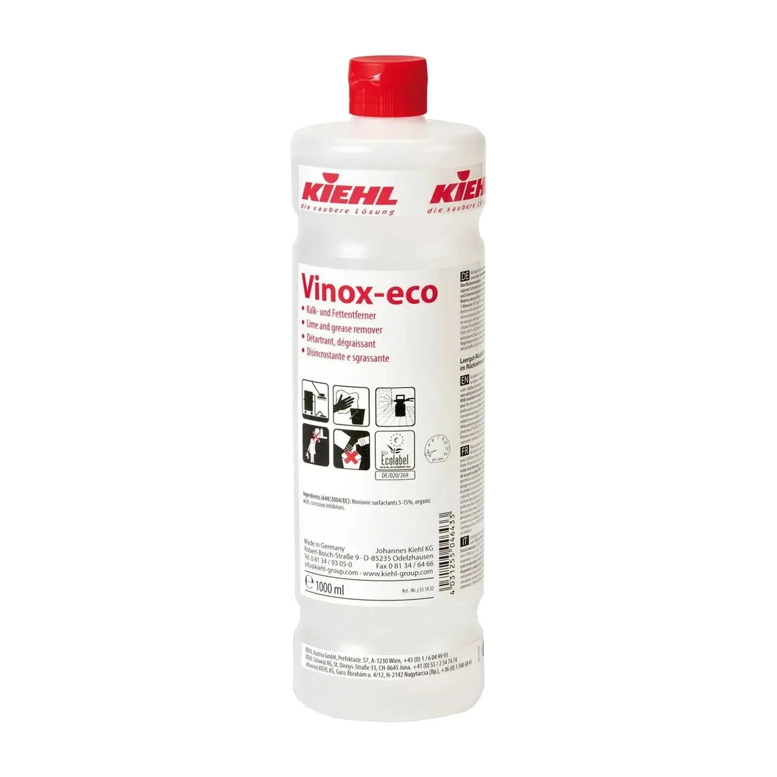 Kiehl Vinox Eco kalk & fedtfjerner 1 liter - Sikkerhedsgiganten