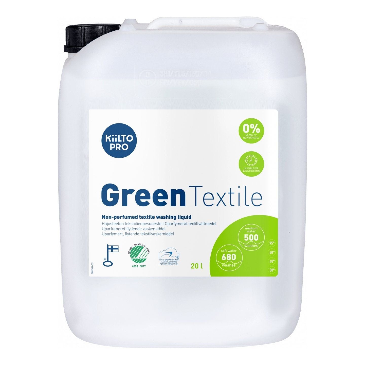 Kiilto Pro Green Liquid Textile Wash flydende vaskemiddel 5 Liter / 20 Liter - Sikkerhedsgiganten