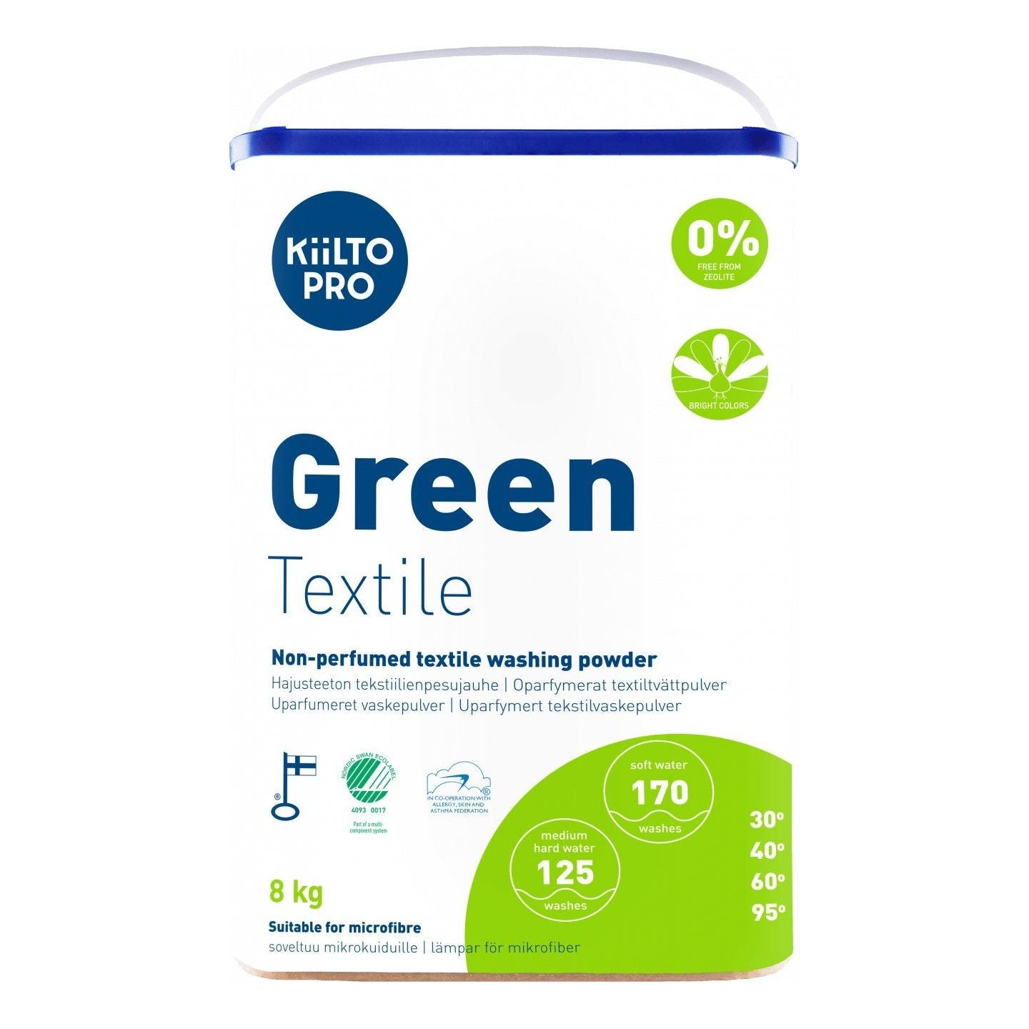 Kiilto Pro Green Textile vaskepulver uden parfume 8 kg - Sikkerhedsgiganten
