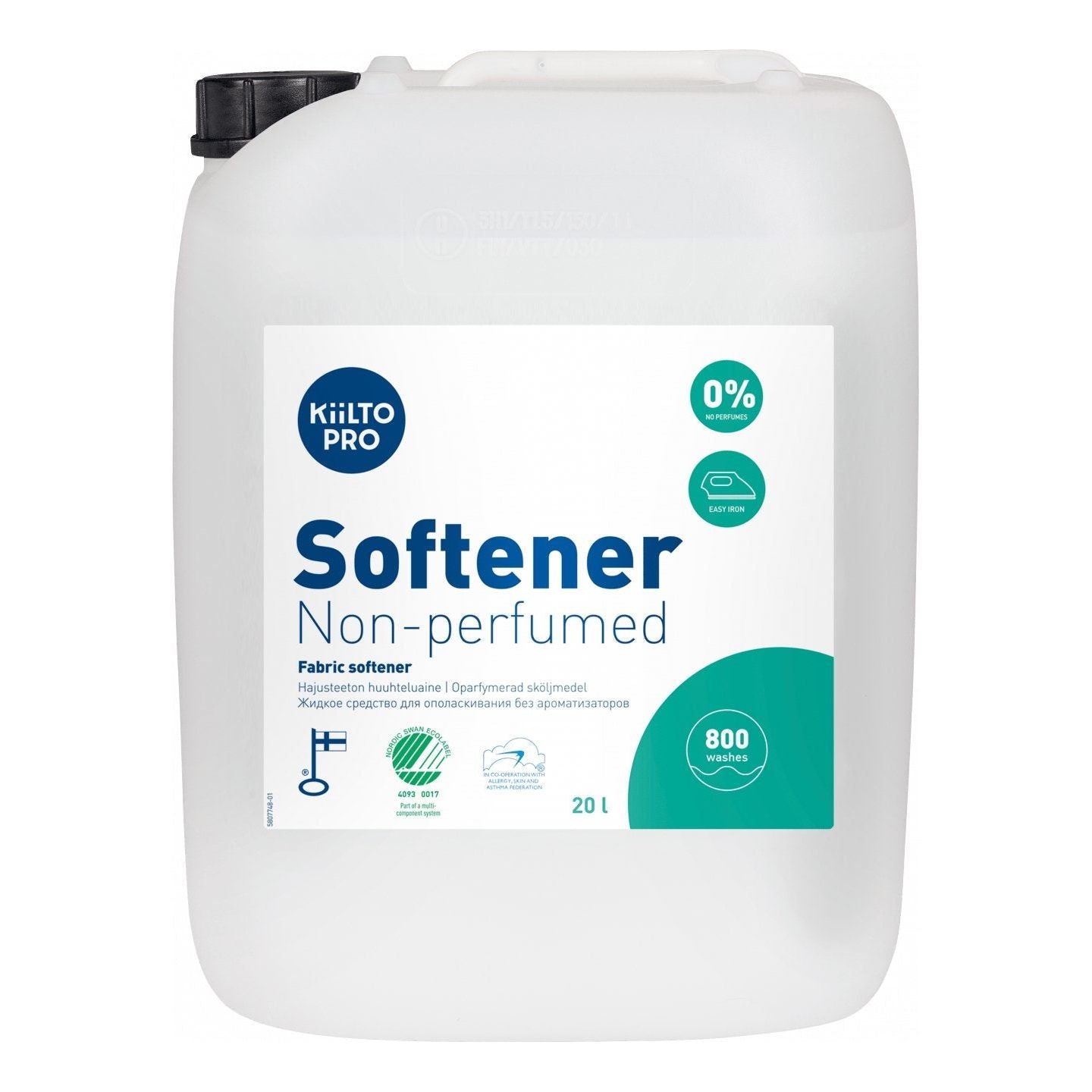 Kiilto Pro Softener Pure skyllemiddel uden parfume 5 Liter / 20 Liter - Sikkerhedsgiganten