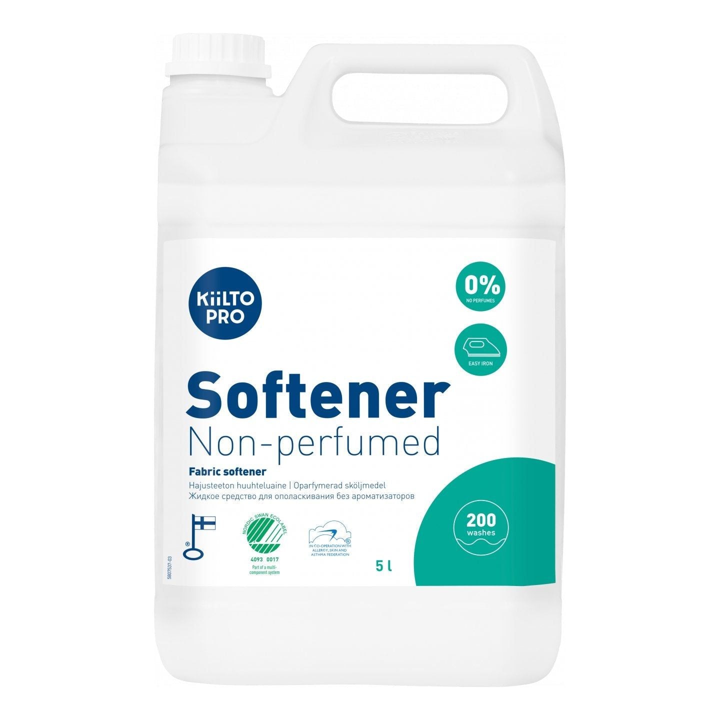 Kiilto Pro Softener Pure skyllemiddel uden parfume 5 Liter / 20 Liter - Sikkerhedsgiganten
