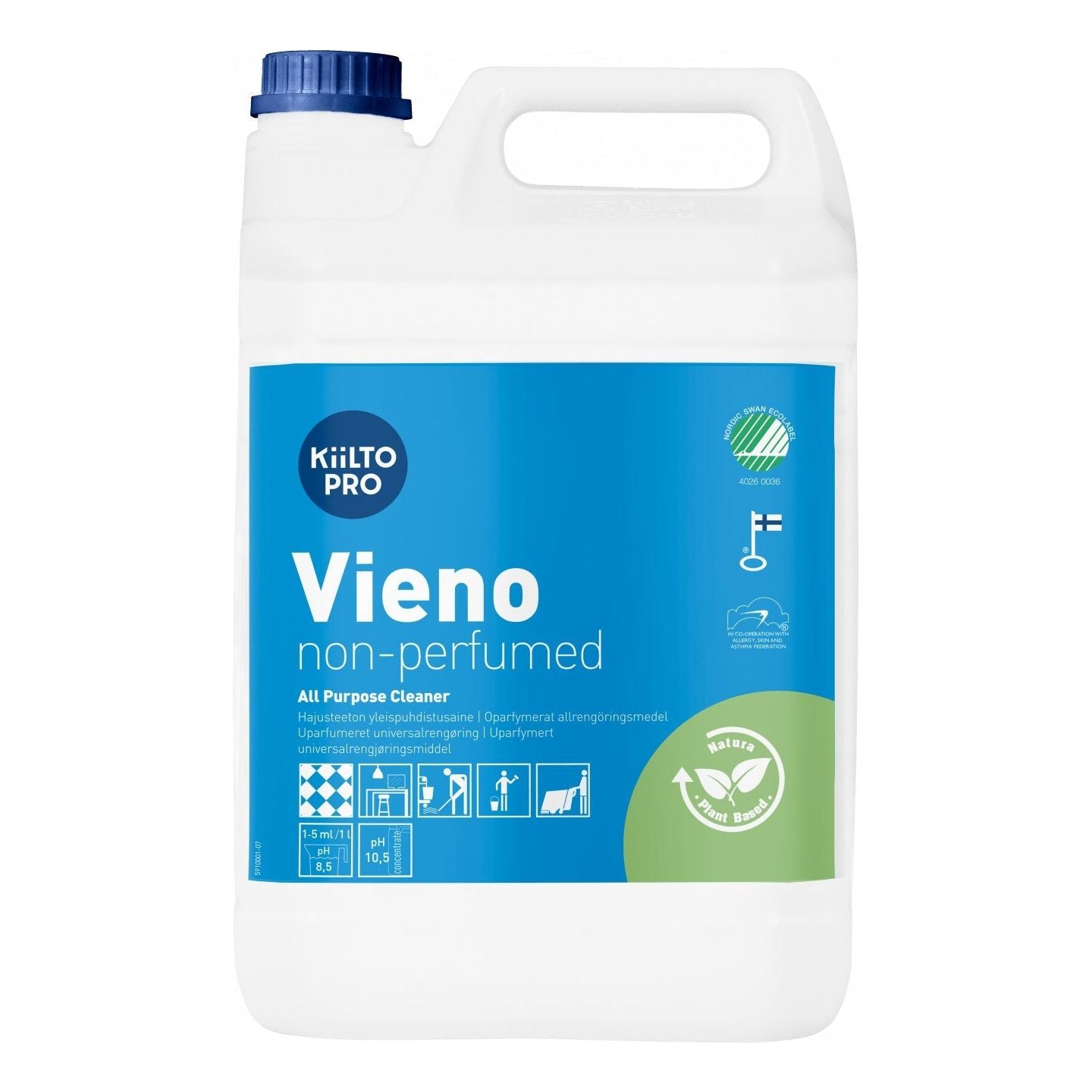 Kiilto Pro Vieno universalrengøringsmiddel Uparfumeret 1 Liter / 5 Liter - Sikkerhedsgiganten