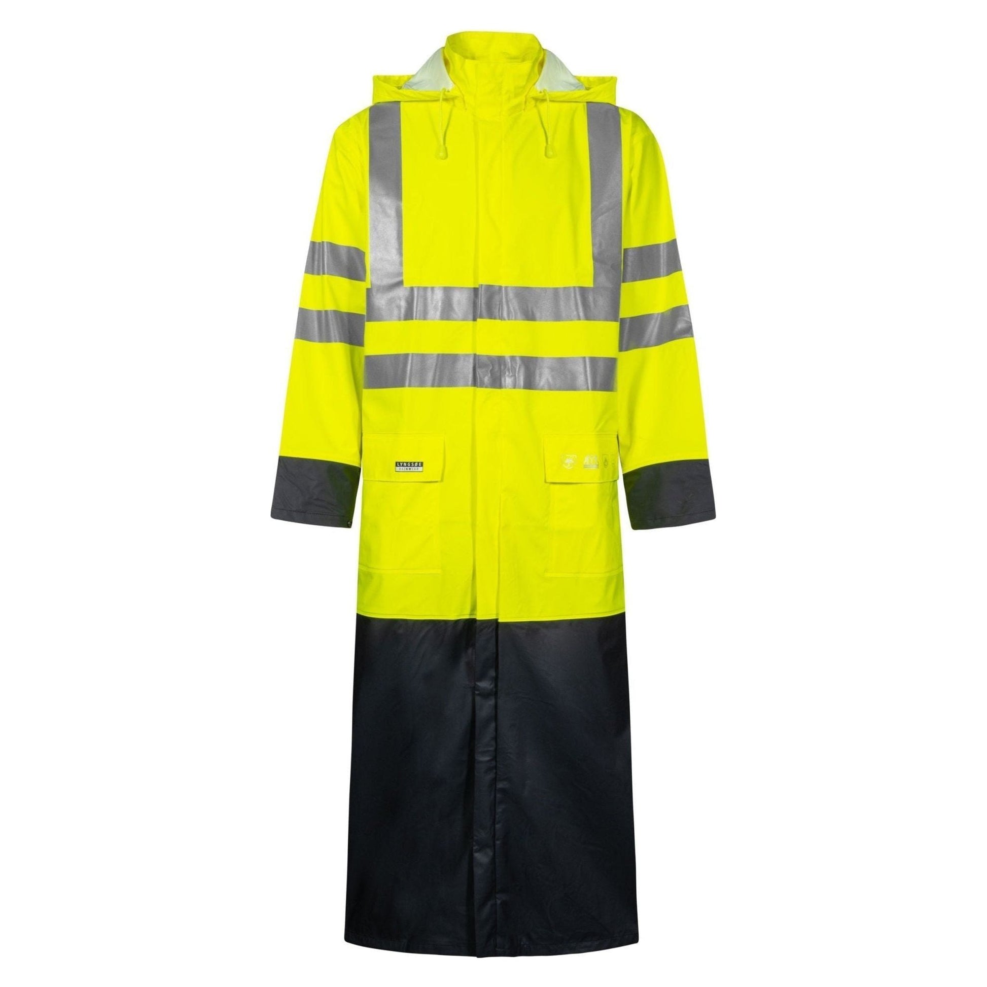 Lyngsøe fire retardant Hi-vis rain jacket PU 135 cm long FR-LR8085
