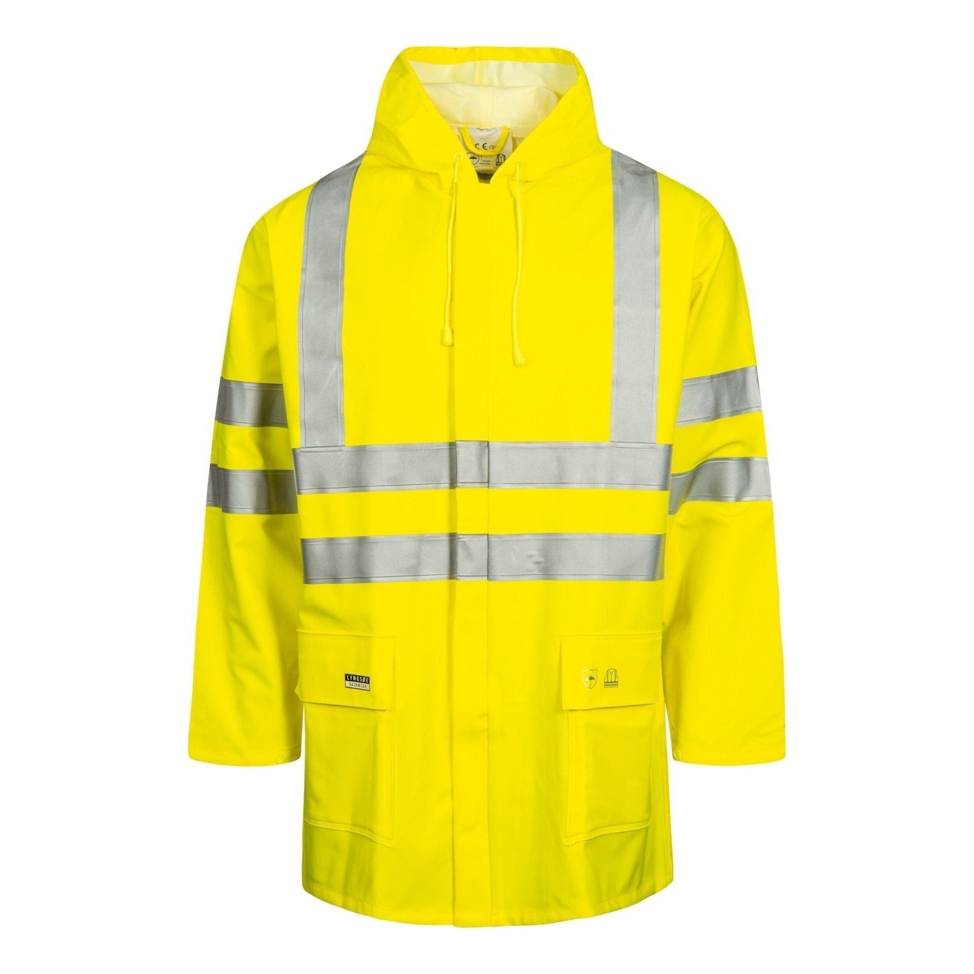 Lyngsøe Hi - vis regnjakke i kraftig PU/PCV kvalitet LR9055 - Sikkerhedsgiganten