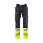 Mascot® Accelerate Safe Bukser med Knælommer, stretch - zoner - 19679 - 236 - mørk marine/Hi - Vis gul klasse 1