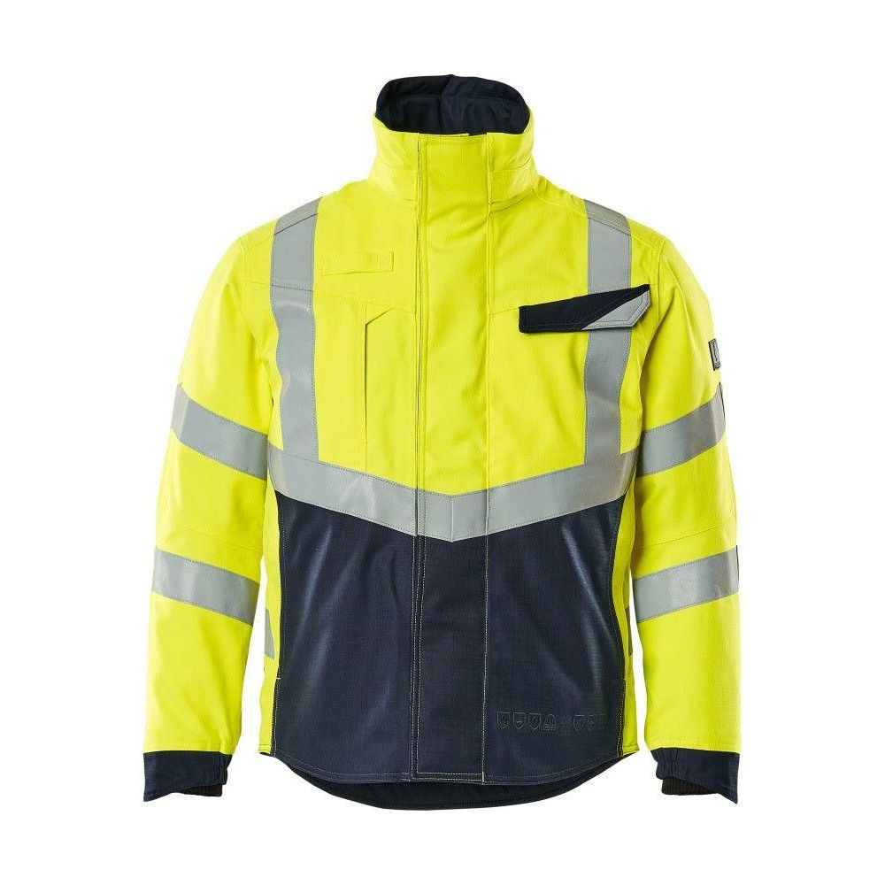 Mascot® Multisafe Vinterjakke med quiltfór antiflame 19835 - 217 - 17010 hi - vis gul/marine - Sikkerhedsgiganten