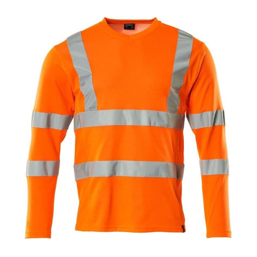 Mascot® Safe Classic T - shirt, V - hals, langærmet T - shirt 18281 - 995 hi - vis orange - Sikkerhedsgiganten
