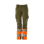 Mascot®Accelerate Safe Arbejdsbukser knælommer dame pasform stretch 19178 - 511 - 3314 mosgrøn/orange