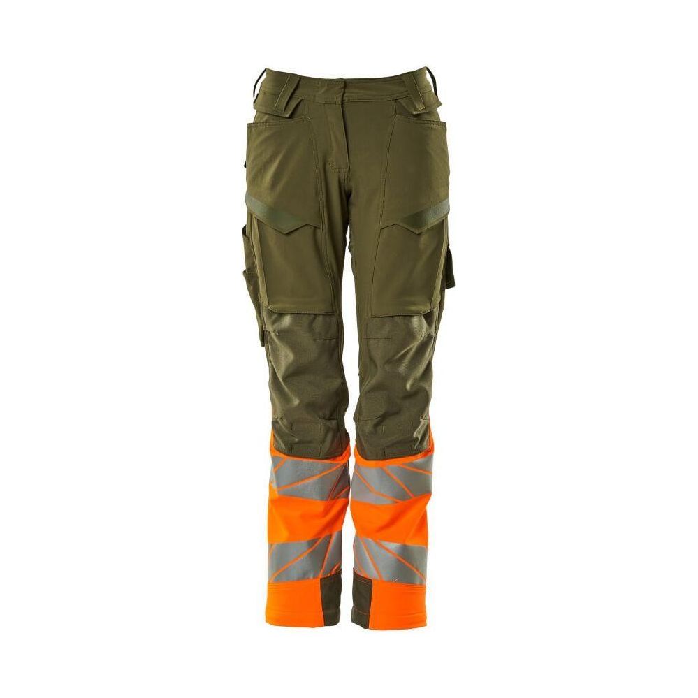 Mascot®Accelerate Safe Arbejdsbukser knælommer dame pasform stretch 19178 - 511 - 3314 mosgrøn/orange