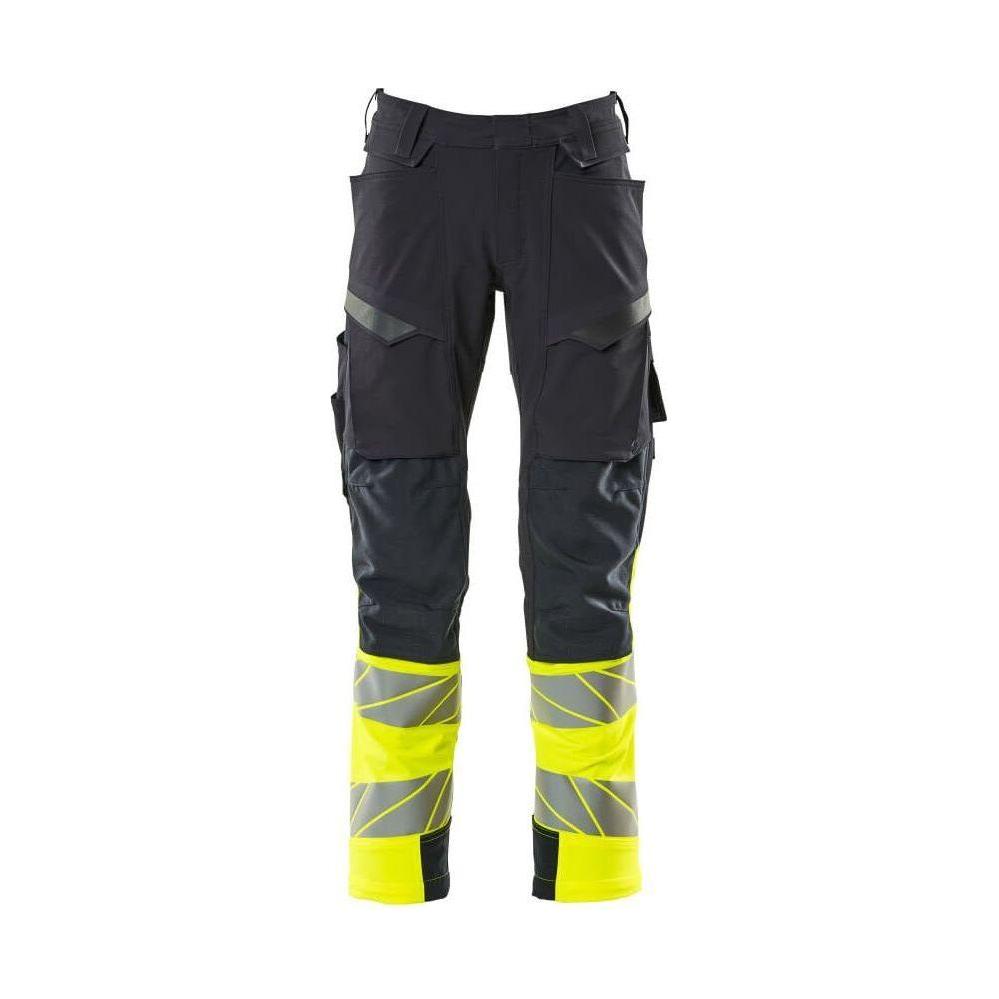 Mascot®Accelerate Safe Bukser Knælommer, Full Stretch 19179 - 511 - 01017 mørk marine/hi - vis gul