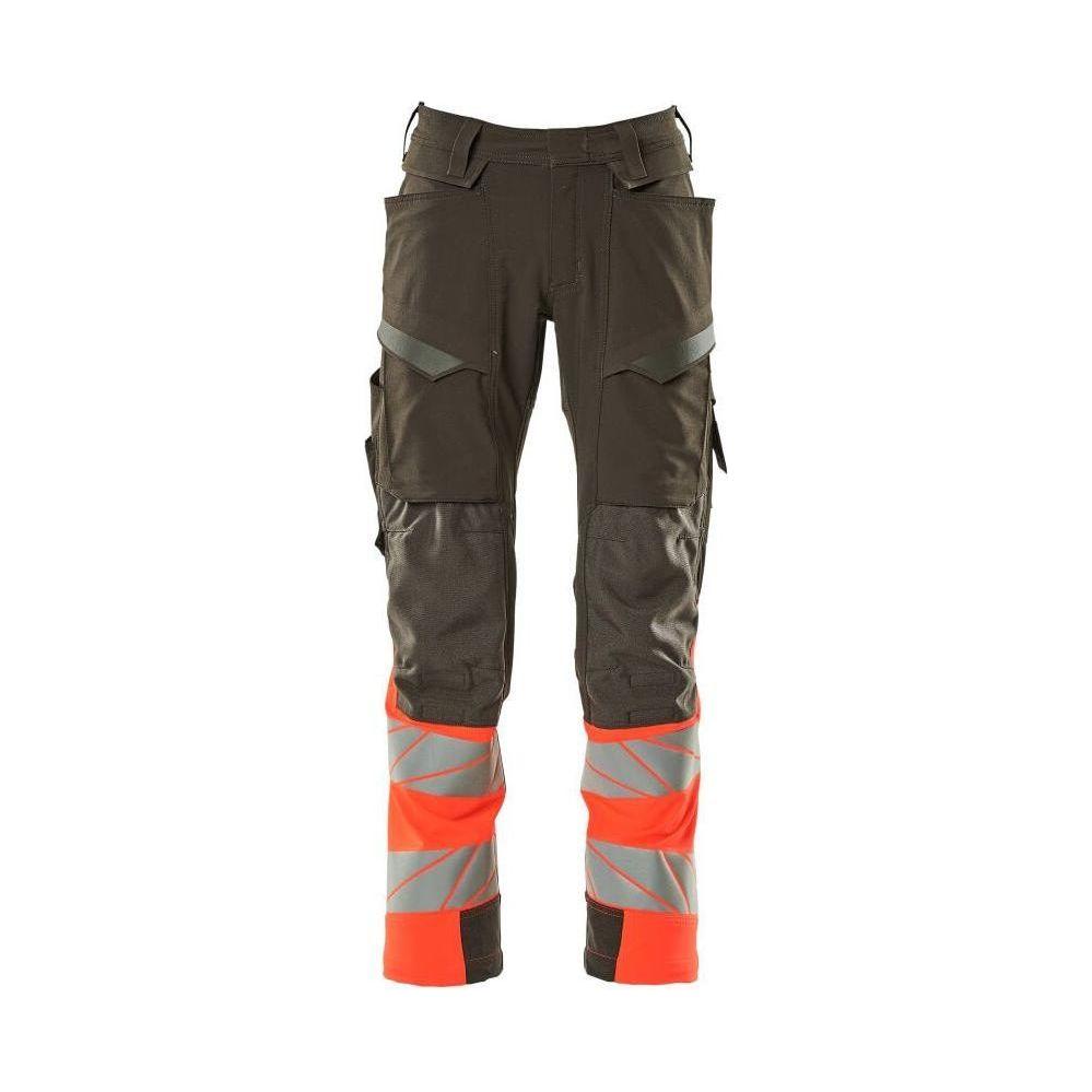 Mascot®Accelerate Safe Bukser Knælommer, Full Stretch 19179 - 511 - 18222 mørk antracit/hi - vis rød
