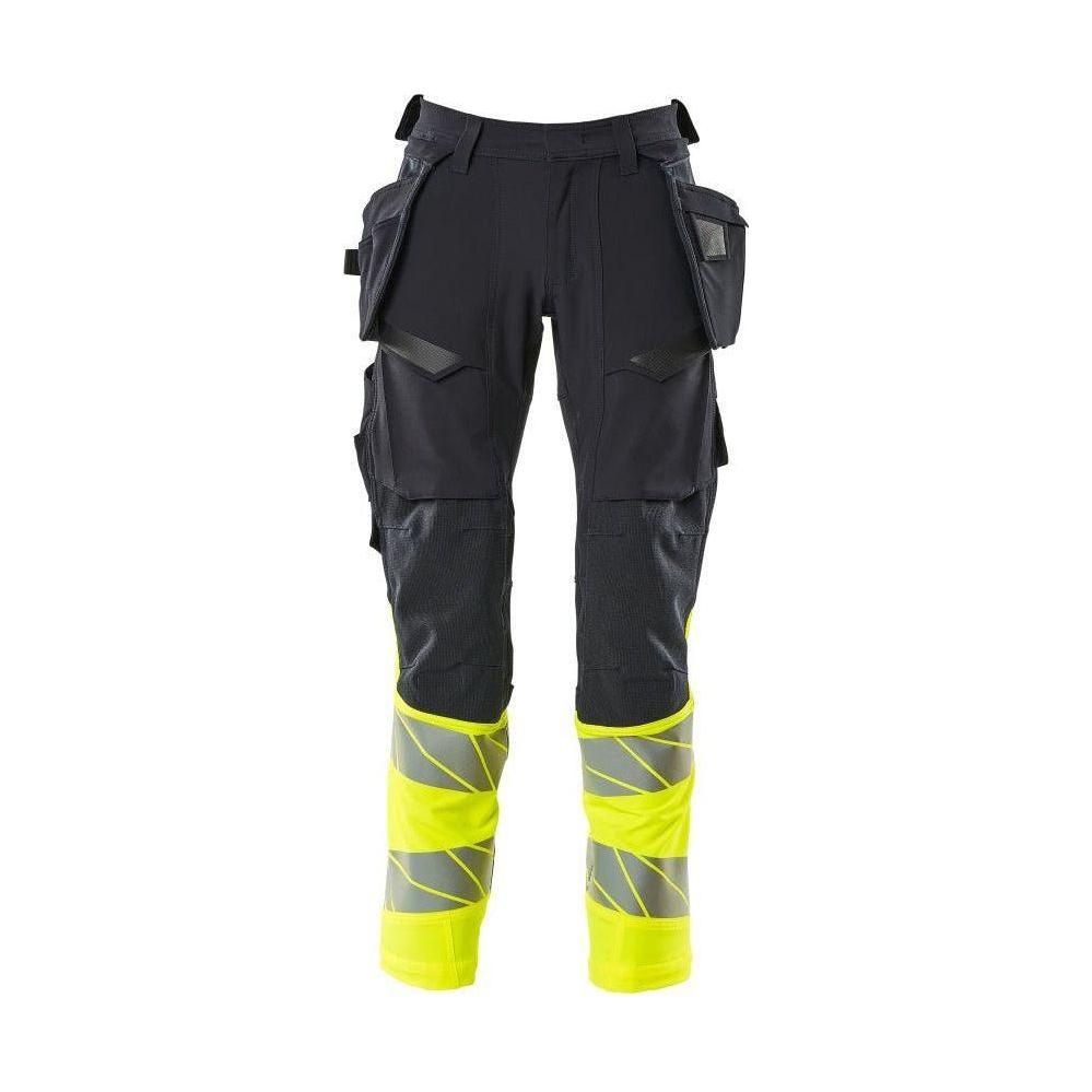 Mascot®Accelerate Safe håndværkerbukser hængelommer Full Stretch 19131 - 711 - 01017 mørk marine/hi - vis gul