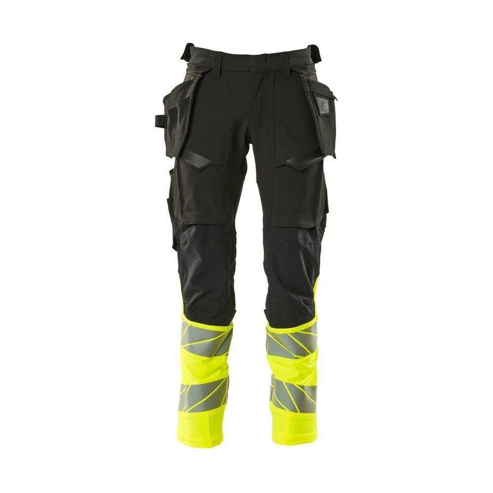 Mascot®Accelerate Safe håndværkerbukser hængelommer Full Stretch 19131 - 711 - 0917 sort/hi - vis gul