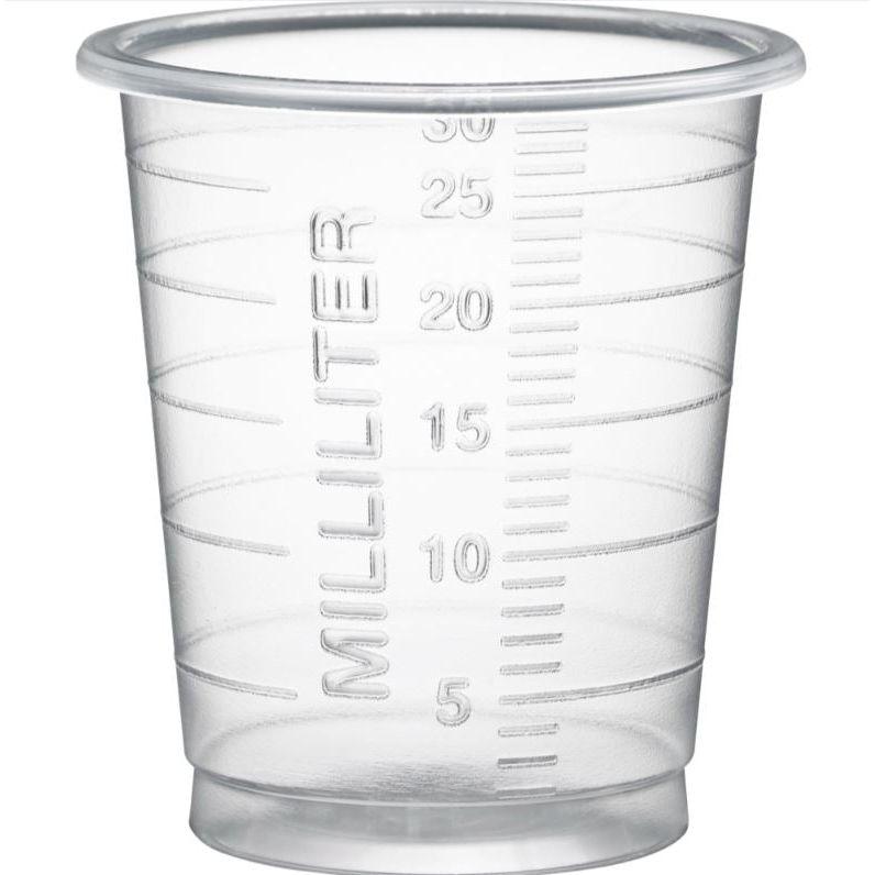 Medicinbæger, Eco, 4,2cm, Ø3,8cm, 30 ml, transparent, med graduering - Sikkerhedsgiganten