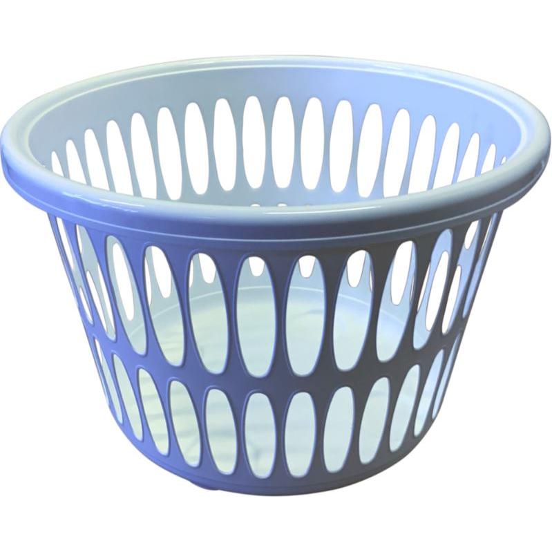 Plastkurv, 440x440x300mm, 32 l, hvid, plast, med håndtag, rund - Sikkerhedsgiganten