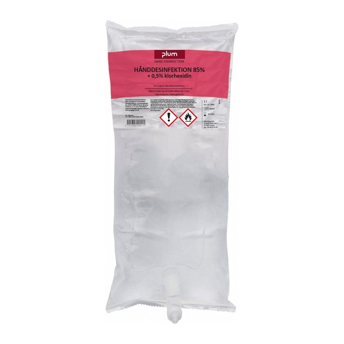 Plum Hånddesinfektion 85%+0,5% Klorhex - Sikkerhedsgiganten