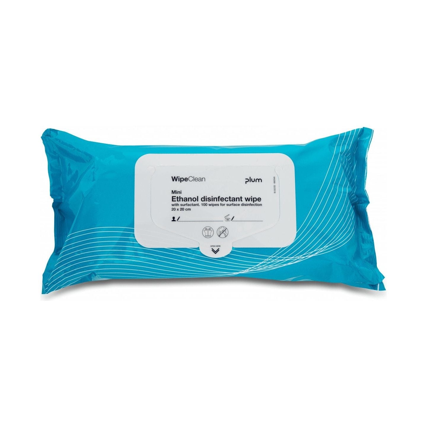 Plum WipeClean Ethanol Disinf. 80% w/tensid, mini 100 wipes - Sikkerhedsgiganten