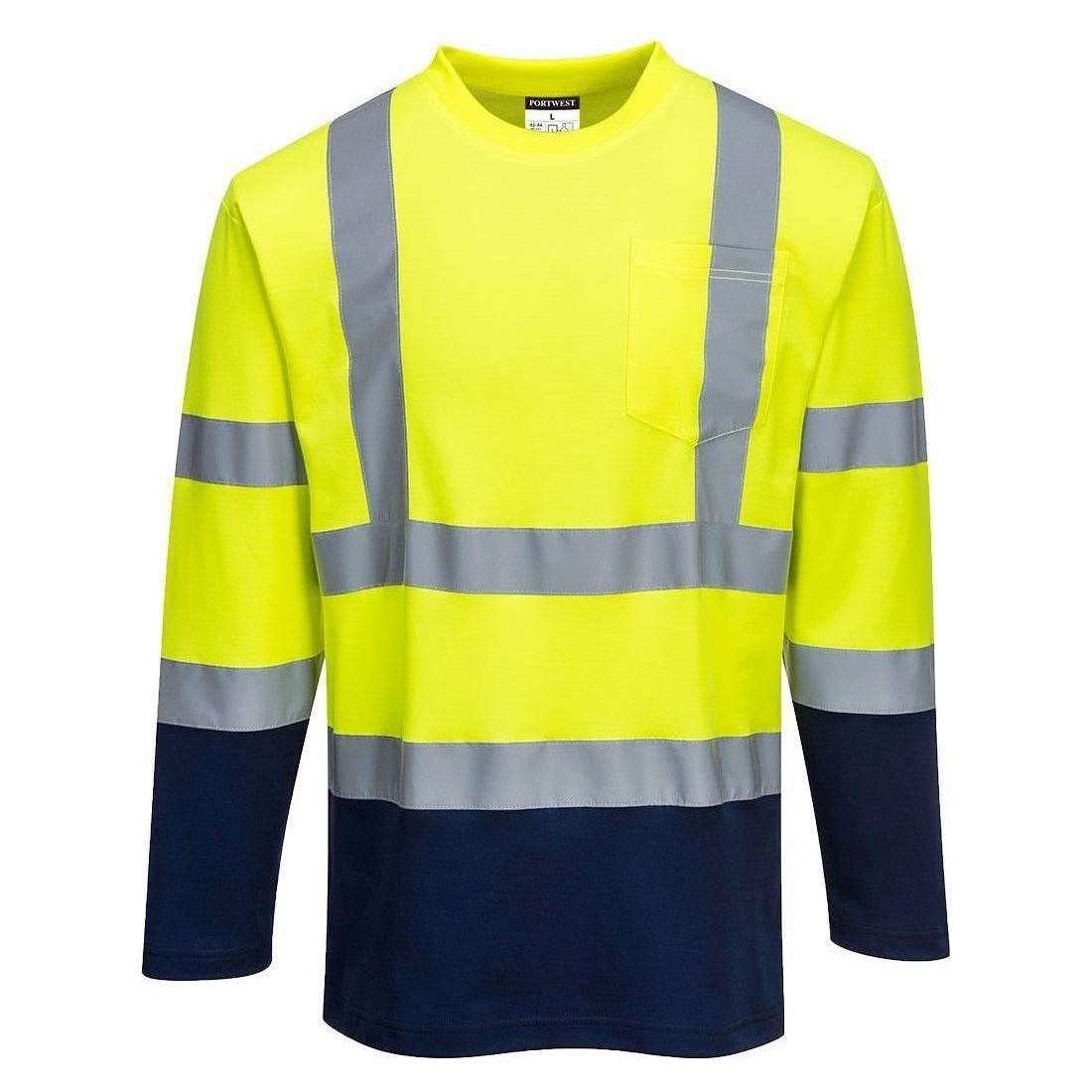 Portwest 2 farvet langærmet bomulds t - shirts S280 - Sikkerhedsgiganten