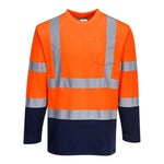 Portwest 2 farvet langærmet bomulds t - shirts S280 - Sikkerhedsgiganten