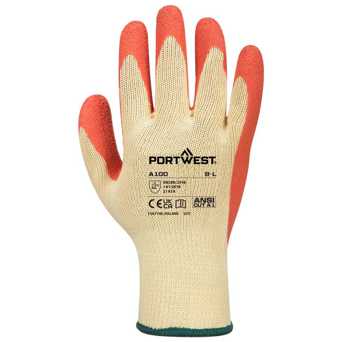 PortWest A100 - Grip handske - latex orange - Sikkerhedsgiganten