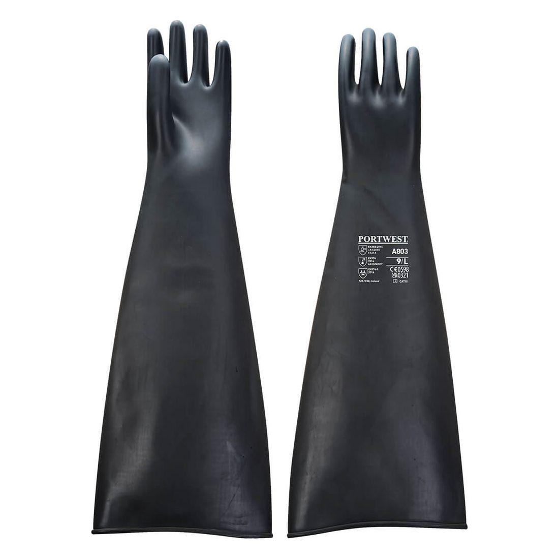 Portwest A803 - Kraftig latex handske - 600mm Sort - Sikkerhedsgiganten Handsker