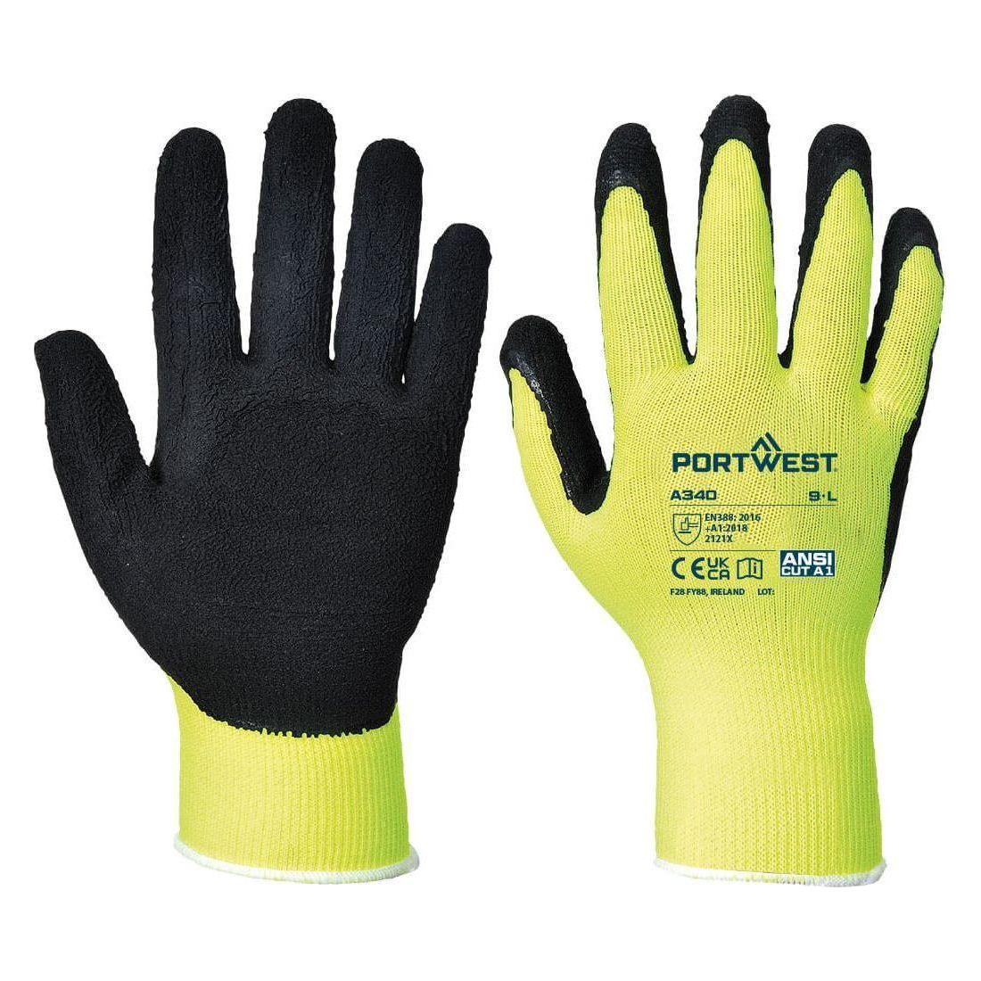Portwest Hi - vis Grip handske - latex A340 - Sikkerhedsgiganten