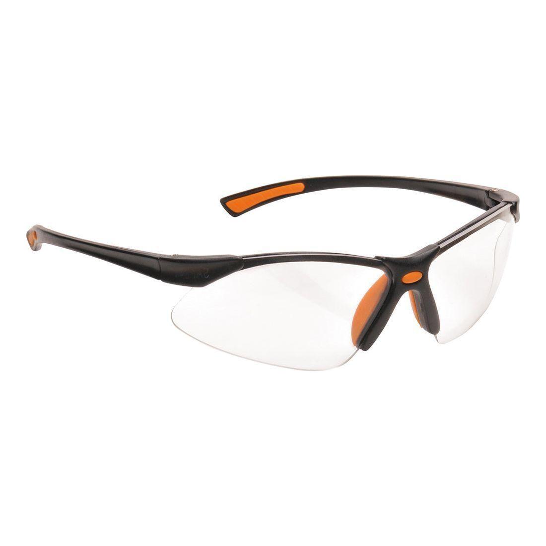 Portwest PW37 sikkerhedsbrille klar sort/orange stel - Sikkerhedsgiganten