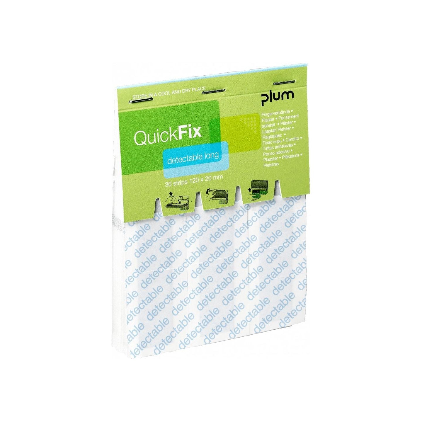 QuickFix plaster Detectable long plasterrefill med 30 stk. - Sikkerhedsgiganten