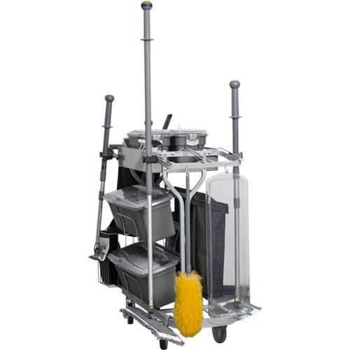 Rengøringsvogn, Vikan Kompakt Plus, grå, metal/PVC, til toilet, 60 cm, inkl. rekvisitter - Sikkerhedsgiganten