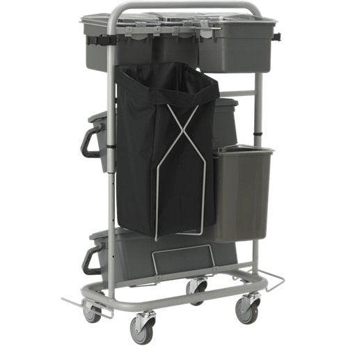 Rengøringsvogn, Vikan Slimliner, 795x400x830mm, grå, metal/PVC/PP/aluminium, til fugtsystem, med til - Sikkerhedsgiganten