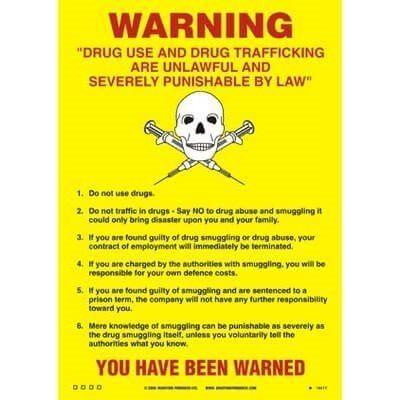 Sign IMO 1041 Drugs & trafficking warning 125239 - Sikkerhedsgiganten