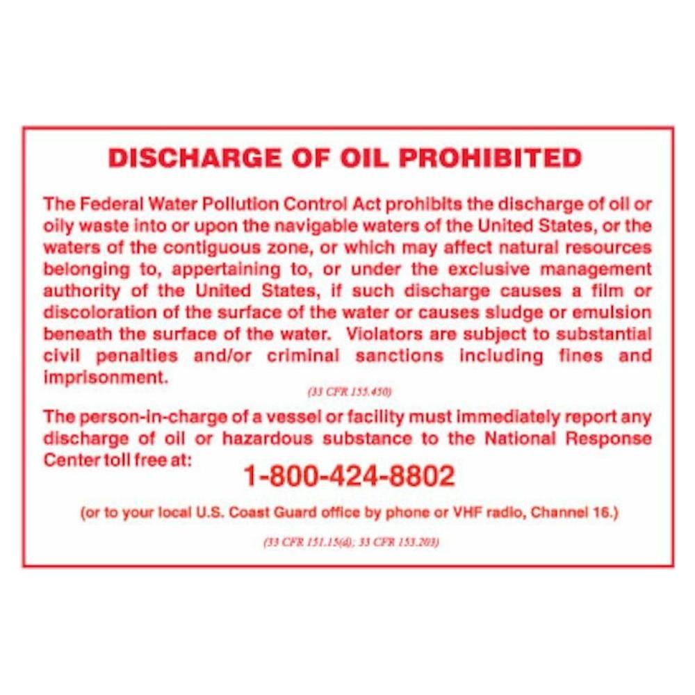 Sign IMO 1043 Discharge of oil prohibited 125242 - Sikkerhedsgiganten
