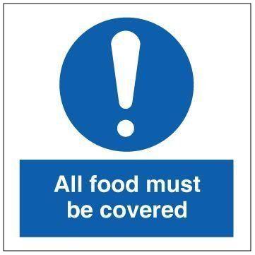 Sign IMO All food must be covered 106276 - Sikkerhedsgiganten