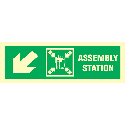 Sign IMO Assembly station arrow down to corner 100053 - Sikkerhedsgiganten