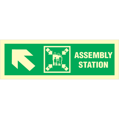 Sign IMO Assembly station arrow up to corner 100051 - Sikkerhedsgiganten