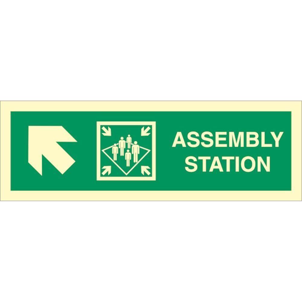 Sign IMO Assembly station arrow up to corner 100051 - Sikkerhedsgiganten