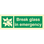 Sign IMO Break glass in emergency 102020 - Sikkerhedsgiganten