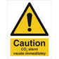 Sign IMO Caution CO2 alarm vacate immediately 107017 - Sikkerhedsgiganten